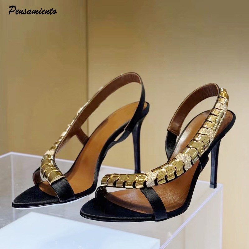 Summer Clothing Stores - Sandalias de gladiador de satén con