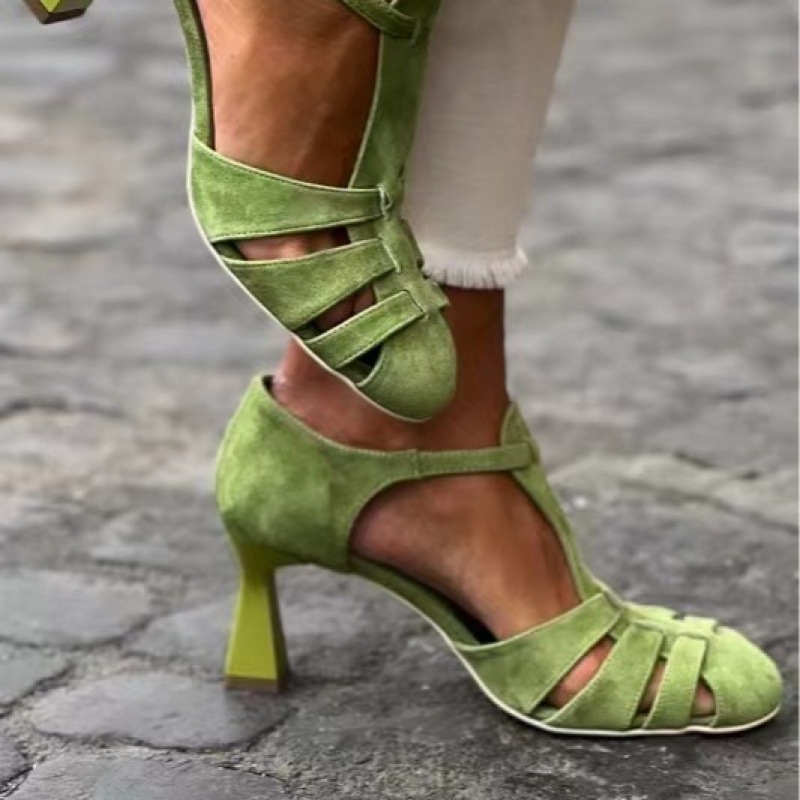 Summer Clothing Stores - Sandalias de tacón bajo de gamuza