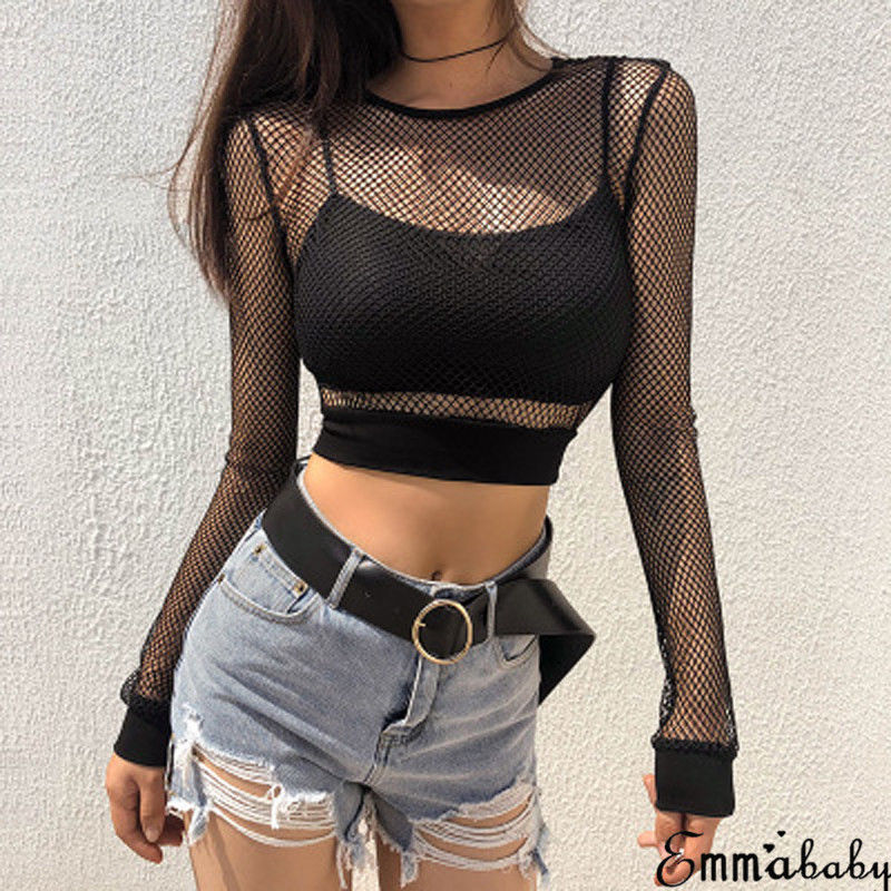 Summer Clothing Old Money - Top corto ajustado de malla ahuecado