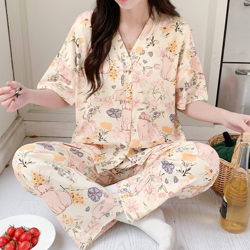 Conjuntos de pijamas de manga  - Summer Clothing Young Women reseña y precio